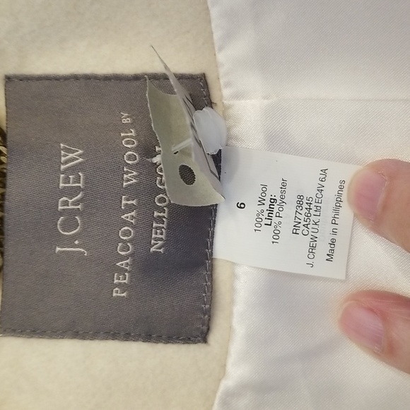 J. Crew Wool Black and White Cropped Pea Coat by Nello Gori, Size 6, $127 - Picture 8 of 13